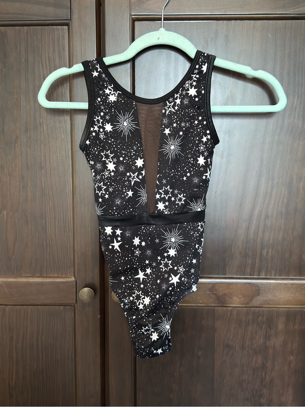 Sylvia P Shooting Stars Leotard Child 8 Black White Open Back